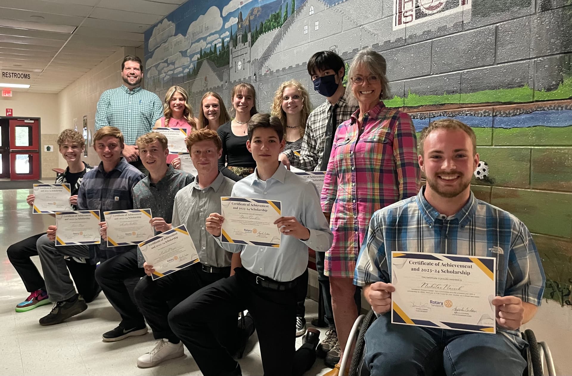 2023 Career Technical Education Scholarship Recipients with Sandpoint Rotary members